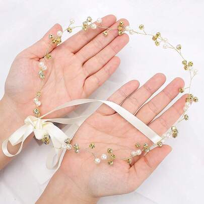1pc Bridal Wedding Vine Flower Hair Accessory, Bride Headpiece Decor For Women, Hair Ornament Suitable For Birthday, Party, First Communion, Wedding