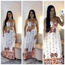 Printed Long Dress With Padded Summer 4 Ways To Wear - Mocha Brown - View 1