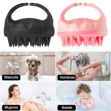 2 Combinaciones de Masajeador Cabelludo de Silicona - Uso Seco y Húmedo, Limpieza Profunda, Alivio del Estré (Negro Grisáceo) - Negro Grisáceo - Ver 7