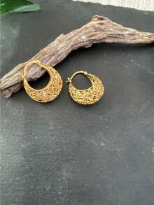 1 Pair Boho Floral Hoop Earrings For Women, Bollywood Style,Vintage Jewelry For Weddings,Parties & Daily Wear,For Anniversary,Valentine's Day,Christmas