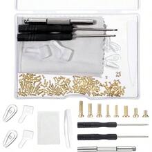Eyeglass Repair Kit With Screws Precision Glasses Screwdriver Set Nose Pads Eyeglass Ear Grips Tweezer Cleaning Cloth Eyeglasses Repairs Kit Presbyopes Watch Repair - 最初的 - 查看 1
