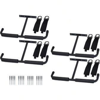 Autoplaza Heavy Duty 16.7 Inch Overhead Garage Mounted Utility Storage Hooks Rack Hanger With Extension Cord Holder Organizers 4X Hook Racks + 8X Extension Cord Holders Black