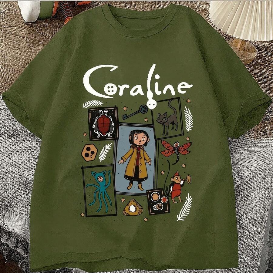 Unisex T-Shirt, Cartoon, Movie, 100% Cotton - Army Green - View 1