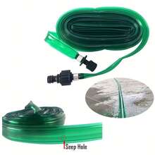 1 pieza Manguera de jardín plana y flexible de material PVC, con conector estándar de EE. UU./UE, manguera conectable a prueba de fugas, manguera de agua de jardín plana con gotas, manguera de riego por goteo, manguera de infiltración de agua, perfecta para céspedes, macizos de flores y jardines