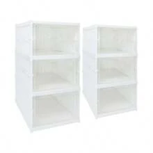 3Tier Foldable Shoe Storage Box Clear Door Plastic Organizer For Closet NoAssembly Shoe Rack Foldable Shoe Cabinet With Clear Door.