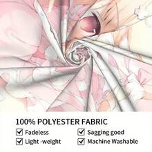 Cute Anime Cat Girl Tapestry Wall Hanging - Soft Peach Light Beige Polyester Fabric, Pink Floral Pastel Design, Horizontal Home Decor For Bedroom, Living Room, Dorm - Perfect Gift For Anime Fans & Friends, Anime Room Decor, Whimsical Design, Highquality Print, Kawaii Lovers, Durable Material, College Students - 彩色 - 查看 4