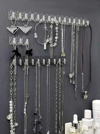 5 piezas Soporte elegante para exhibición de joyas, Soporte de collar elegante para colgar joyas de manera organizada, Soporte versátil para accesorios para el cabello, Estante de almacenamiento de joyas transparente montado en la pared para un acceso sencillo y una exhibición impresionante, Perfecto para la decoración del hogar y como ideas de regalo para ocasiones especiales, Mejora tu espacio con soluciones de organización funcionales y de moda