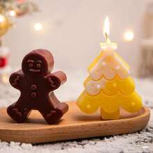 Molde de vela con tema navideño - Árbol de Navidad, Reno, Muñeco de nieve, pan de especias, jabones, bombas de baño, chocolates y manualidades de gelatina 1 pieza Decoraciones navideñas Pijamas navideños Regalos de Navidad Decoraciones navideñas