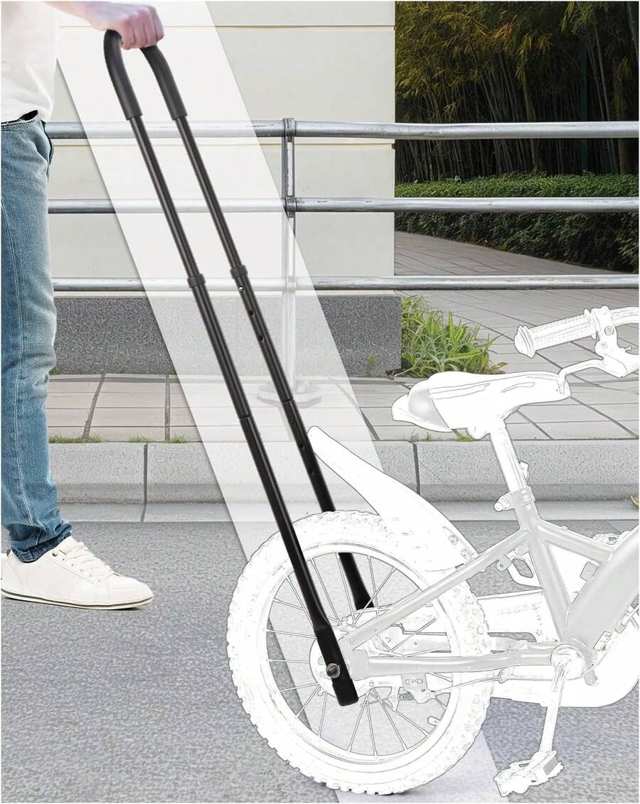 Bike Training Handlebar |   Ergonomic Push Assist Stabilizer For  Riding, 6-Level Height Adjustable, High Carbon Steel Frame - Quick-Install Design For Balance Bikes (5-12 Years)
