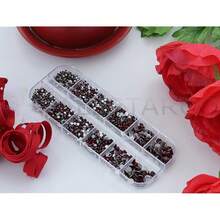 Over 2100 Pieces Red Ruby Garnet Flat Back Glass Rhinestones Crystals For Nail Art Kit 6 Sizes (1.4mm - 4.8mm){"Color_name":"RedRubyGarnet"} - RedRubyGarnet - View 5