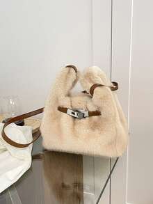 BAILEE A Women's Crossbody Bag Made Of Soft Plush Material Suitable For Autumn And Winter, Featuring A Large Capacity, Solid Color, And A Double Handle With A Cross Design. It Is Suitable For University, Work, Business, Commuting, Outdoor Activities, Travel, Picnics, Office Use, Work, Shopping, Attending Dinners, And Fashion Events. It Is Also A Great Gift For Friends. - Multicolor - View 13