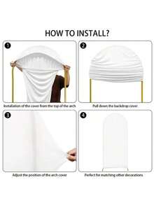 3pcs Set Pink Blue Beige Spandex Double Sided Arch Cover For Wedding Birthday Party Banquet Ceremony & Gift Decoration Easy Install Elegant Backdrop Kit 6ft+6.6ft+7.2ft Solid Color Design - 白色 - 查看 5