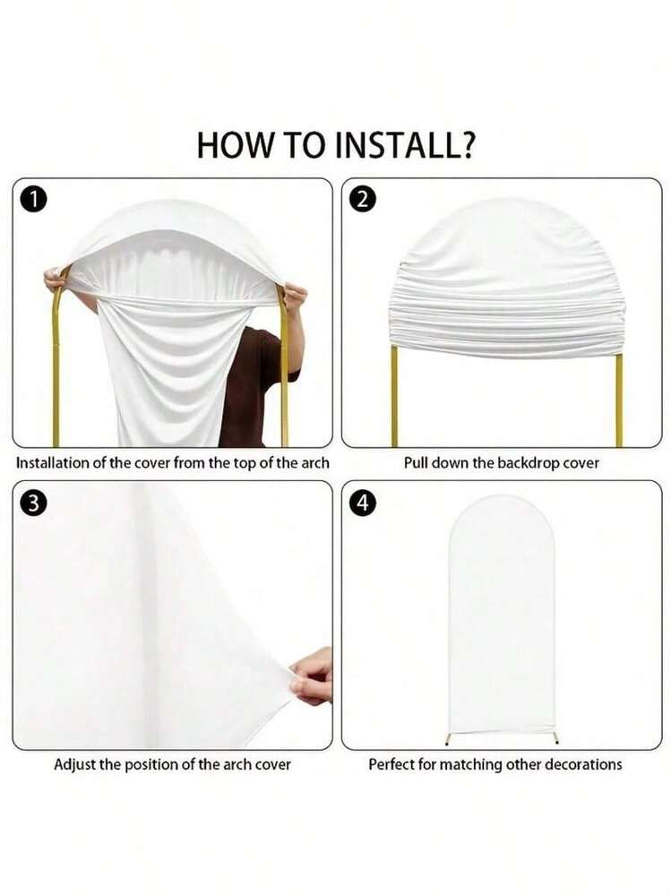 3pcs Set Pink Blue Beige Spandex Double Sided Arch Cover For Wedding Birthday Party Banquet Ceremony & Gift Decoration Easy Install Elegant Backdrop Kit 6ft+6.6ft+7.2ft Solid Color Design - 白色 - 查看 5