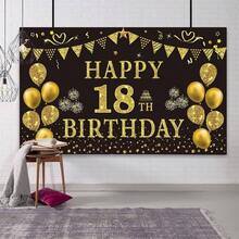 18th Birthday Decorations Men - Black Gold 18th Birthday Backdrop 5.9 X 3.6 Fts Happy 18th Birthday Decorations Photography Supplies Background Birthday Party Decorations - Telón de Fondo Para 18 Cumpleaños, Color Negro Y Dorado - Ver 2