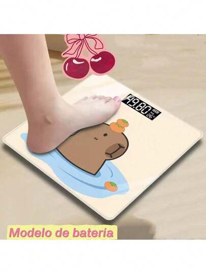 Báscula de capibara a batería, diseño de dibujos animados lindo, adecuada para uso familiar.