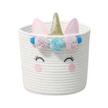 TandT Homewares Small Woven Cotton Rope Storage Basket Unicorn