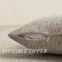 1 件亚麻抱枕套，波西米亚纹理枕套，米色配白色和海军蓝针色织条纹靠垫套，适用于沙发客厅（仅枕套） - 杏色 - 查看 5