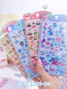 比其他产品更好的顶级卡通手机贴纸，3D 可爱贴纸，可重复使用的卡通场景贴纸，有趣的 DIY 日记和手机壳贴纸，品质卓越。 - 彩色 - 查看 2