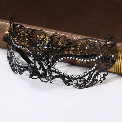 Venetian Iron Art High-End Luxury Metal Mask With Diamond-Encrusted Design For Costume Ball Performance & Cosplay Goddess Princess Prop