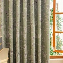 1pc Farmhouse Style Ditsy Floral Blackout Curtain, Matcha Green, Fade-Resistant, Lightweight Fabric, Easy Installation, 100% Blackout Coating, Privacy Protection, All Season Use, Grommet Top, Machine Washable, Fresh And Simple Home Window Decor For Living Room, Bedroom, Office