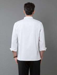 New Men's Long Sleeve Chef Uniform With Double-Breasted Design, Suitable For Hotel Kitchens, Coffee Shops, Cafes, Burger Restaurants And Catering Industry - Black - View 2