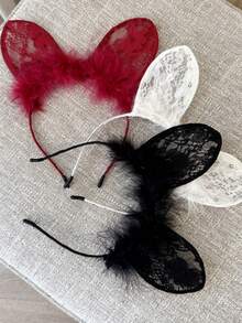 1 件、2 件或 3 件焦糖色、黑色、白色和红色可爱毛绒猫耳朵发带、头饰、发夹、猫耳朵发带、洛丽塔风格 - 咖啡 - 查看 5