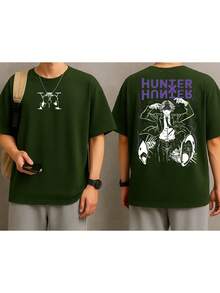 Hunter X Anime Manga Chrollo Phantom Troupe T-Shirt Fantasy Geek Unisex Male Female 100% Cotton Top Premium Streetwear Launch Immediate Shipping Various Colors!! Plus Size - 軍綠色 - 查看 1