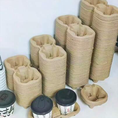 50/20 Fundas desechables de papel de pulpa para vasos, Portavasos de taza de café, Portavasos de taza de té con leche, Portavasos de taza doble desprendible, Posavasos de té con leche y café, Adecuado para cafeterías y tiendas de té con leche