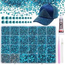21000Pcs Lake Blue Rhinestones For Bedazzling Kit, Mix Sizes Jelly Bedazzling Resin Gems, Blue Gems Bedazzling For Crafting, Flatback Resin Rhinestones For Craft DIY Face Makeup{"Color_name":"S14"} - S14 - 查看 1