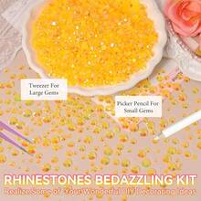 21000Pcs Yellow Rhinestones For Bedazzling Kit, Mix Sizes Jelly Bedazzling Resin Gems, Yellow Gems Bedazzling For Crafting, Flatback Resin Rhinestones For Craft DIY Face Makeup{"Color_name":"S21"} - S21 - 查看 5