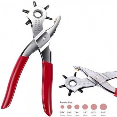 9 Leather Hole Punch Heavy Duty Hand Pliers Belt Holes 6 Sized Puncher New