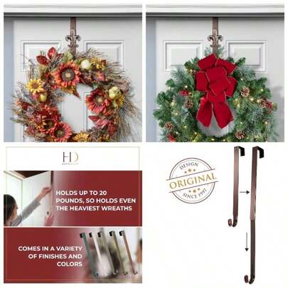 Oil - Rubbed Bronze - Fleur dis lis - Adjustable Length Wreath Hanger with Removable Oil - Rubbed Bronze - Fleur dis lis