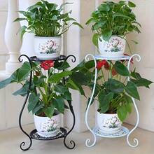 Iron Metal Indoor Plant Stand, 2-Tier Decorative Flower Pot Holder, Modern Home Garden Display Shelf Bracket For Living Room, Balcony, Entryway - White - View 1