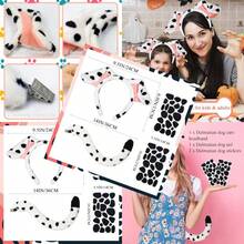 Dalmatian Dog Ears Headband Halloween Headband Dalmatian Dog Ears Adult With Tail Felt Sticker Halloween Costume Accessories Party Supplies
