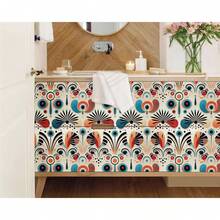 FLFK Boho Vintage Wallpaper Peel And Stick Removable Flower Shape Stripe Wall Mural Living Room, Bedroom, Kitchen, Office, Apartment Decor 16x128