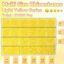 21000Pcs Light Yellow Rhinestones For Bedazzling Kit, Mix Sizes Jelly Bedazzling Resin Gems, Yellow Gems Bedazzling For Crafting, Flatback Resin Rhinestones For Craft DIY Face Makeup{"Color_name":"S19"} - S19 - 查看 3