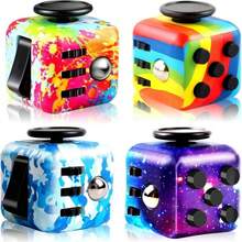 4pc Stress Relieving Dice Handle Magic Cube Dice,FidgetToy Cube Toy Sensory Toy With 6 Different FunctionsStress Anxiety Relief Toy Killing Time Finger Toy OfficeClassroom Toy Gift For Adults - Nhiều màu - Xem 1