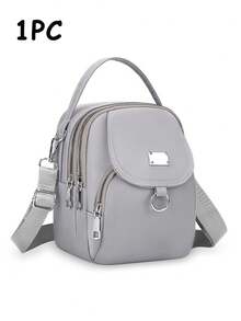 Seka Paul Women's Fashion Oxford Cloth Crossbody Bag, Solid Color Casual Versatile Shoulder Bag, Large Capacity Multi-Function Zipper Underarm Pocket, Commuter Portable Backpack, Polyester Lining, Lightweight And Durable, Metal Ring Decoration - Multicolor - View 16
