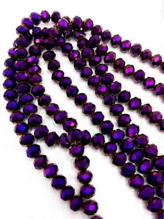 446 件用于珠宝制作的玻璃珠，4/6 毫米刻面玻璃水晶珠，用于手链制作，散装紫色圆形玻璃珠，用于工艺品、风铃