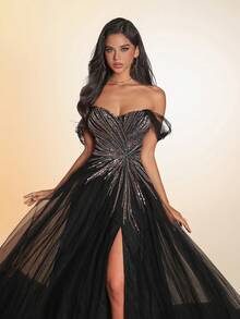 Váy Maxi Chiffon Thanh Lịch VIPGIRL, Đầm Dạ Hội Duyên Dáng - màu đen - Xem 7