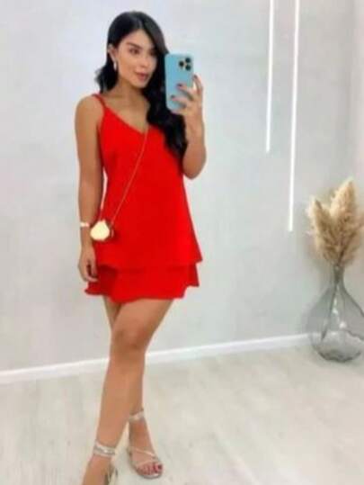 Vestido Manga Longa Duna Um ombro com Cinto Soltinho Curto