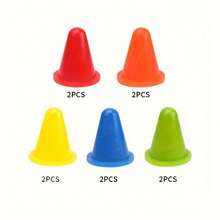 10pcs Colorful Mini Roller Skate Obstacle Cones, Red, Orange, Green, Blue, Yellow, For Skateboard Training And Obstacle Course, Vibrant Obstacle Cones, Durable Polyethylene Cone Roller Skating Accessories