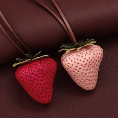 1 pezzo Accessorio gioiello unisex, cordino in pelle dolce con ciondolo a forma di fragola rosa e rossa, adatto per decorare zaini/portafogli di ragazze, regalo di San Valentino
