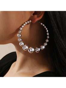 Fashion Retro CCB Hoop Earrings Pearl Earrings Ear Clips Versatile Ear Jewelry - Gold - View 7