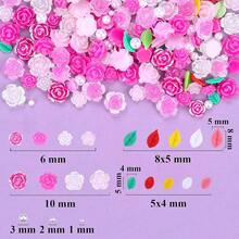 3D Flower Nail Charms Set,150pcs Mixed Size Camellia Rose Resin Charms,150pcs Mixed Size And Color Leaves,100pcs Round White Pearl Beads For Nail Accessories Nail Art (8-Camellia Rose){"Color_name":"CamelliaRose"} - 山茶花玫瑰 - 查看 4