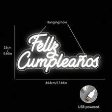 1 biển đèn neon LED Felly Cumpleanaj, trang trí tường ngày lễ, trang trí nhà cửa, ký túc xá, đèn neon chạy bằng USB, phù hợp cho chủ đề tiệc sinh nhật. - Nhiều màu - Xem 5