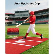 Baseball Hitting Mat, 12x6 Ft Batting Cage Mat, Batters Box Turf Mats, Softball Batting Practice Equipment With Home Plate And Anti Fade Turf, Portable Training Aid For Indoor Outdoor, Red - Baseball 12x6ft Red - View 4
