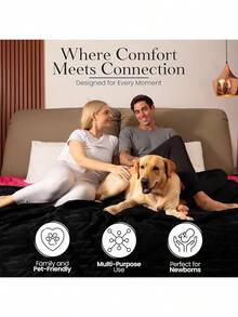 Waterproof Blanket For Bed – Reversible Plush Throw With Leakproof TPU Layer – Stain-Resistant, Washable Bed Protector With Soft Fleece Travel Bag (80"X60") – Black/Dark Gray