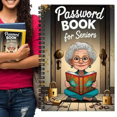 1-Piece Password Journal Notebook For Seniors - Secure Login Organizer With Elderly-Friendly Cover & Golden Key Symbols - Internet/Computer Password Keeper For Home & Office - Heartwarming Birthday/Christmas Gift For Grandma, Sister & Family - Back To School Essential, Senior Memory , Dementia Helper, Grandparent Gift Idea, Family Safety Tool