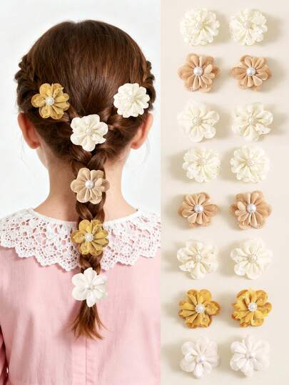 Set de 10 pinzas para el cabello con flores de colores para niñas, accesorios de moda para el cabello, pinzas de pelo lindas para uso diario